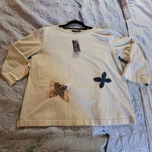 Medium Fenini Butterfly Appliqué Cotton Top